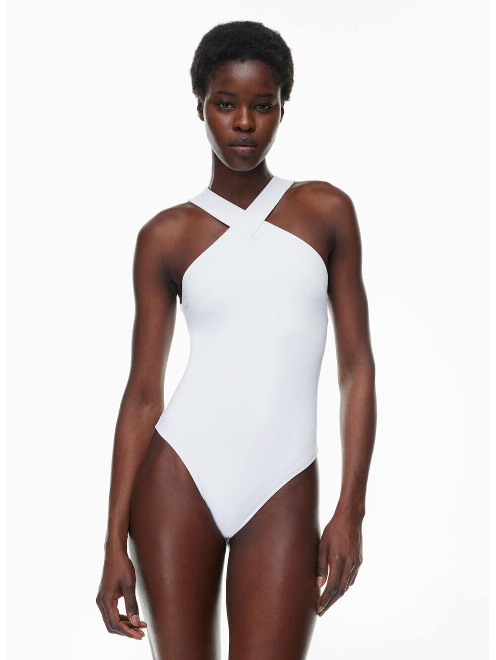 Babaton White Cross Neck Bodysuit XL NWT